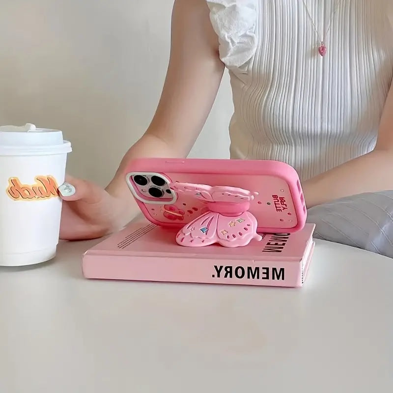 3D Butterfly Cartoon Wings with Folding Stand Holder Kawaii Aesthetic Cover